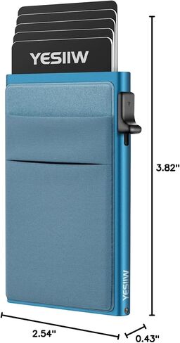 محفظة YESIIW RFID للرجال والنساء، حامل بطاقات نحيفة مع 8 بطاقات ائتمان، جيب معدني صغير للنقود، هدية جيب أمامي صغير للرجال، بحيرة أبي، أزرق in Kuwait