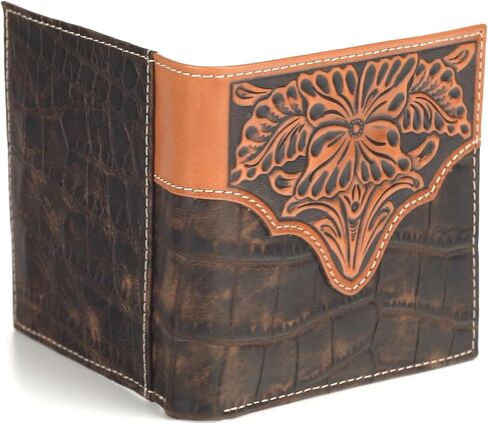 ARIAT Men's Bi-Fold Crocodile Floral Embossed Wallet - A3553002 One Size in Saudi Arabia