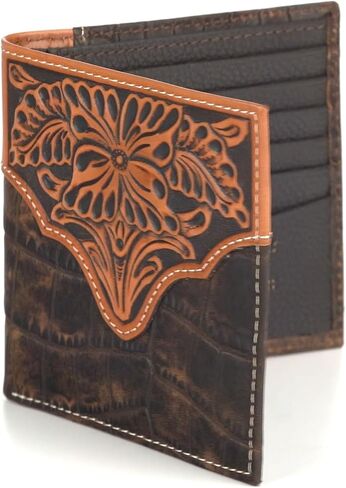 ARIAT Men's Bi-Fold Crocodile Floral Embossed Wallet - A3553002 One Size in Saudi Arabia