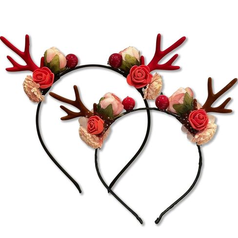 Cute Christmas Headband Small Christmas Reindeer Deer Antlers Headband Winter Bow Xmas Tree Snowflake Deer Ears Hair Bands White Snow Hair Hoop Holiday Costume Headdress Decoration Party Supplies in Saudi Arabia