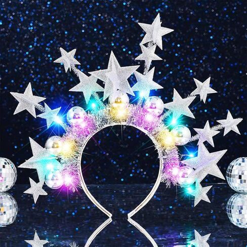 CAKURE Light Up Star Headband Led Ball Headbands Glitter Hair Band Hair Accessories for Adult in Saudi Arabia