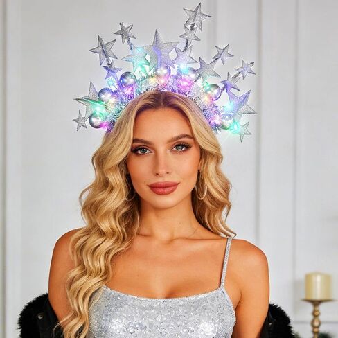 CAKURE Light Up Star Headband Led Ball Headbands Glitter Hair Band Hair Accessories for Adult in Saudi Arabia