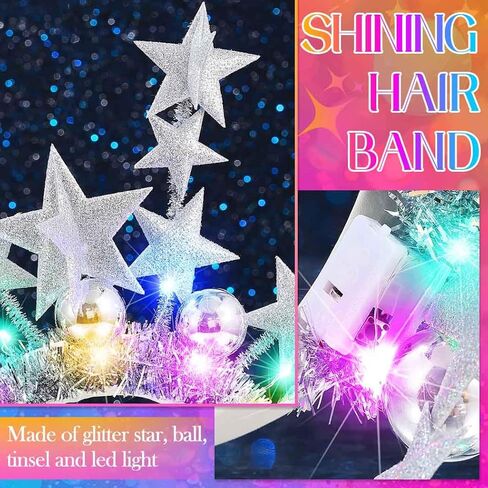 CAKURE Light Up Star Headband Led Ball Headbands Glitter Hair Band Hair Accessories for Adult in Saudi Arabia