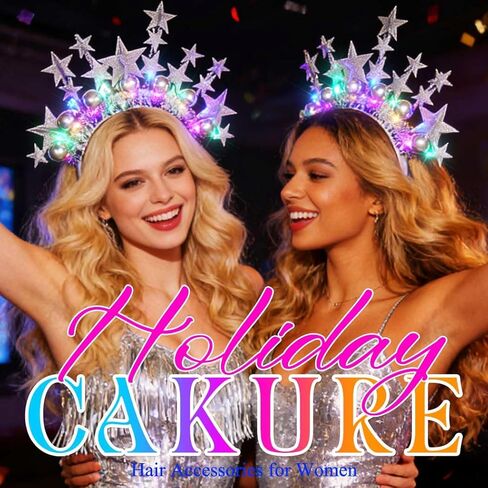 CAKURE Light Up Star Headband Led Ball Headbands Glitter Hair Band Hair Accessories for Adult in Saudi Arabia