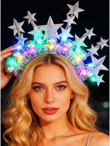 CAKURE Light Up Star Headband Led Ball Headbands Glitter Hair Band Hair Accessories for Adult in Saudi Arabia