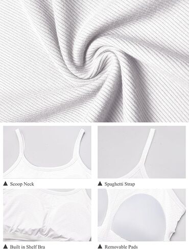 Women Built in Bra Tank Top Form Fitting Scoop Neck Ribbed Basic Padded Cami Shirts in Kuwait