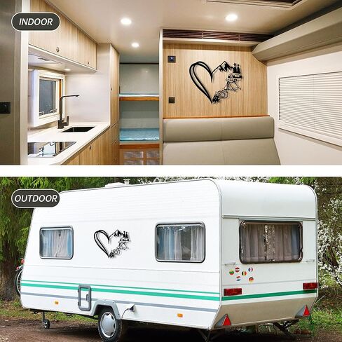 RV Decor Wall Art - Adventure Camper Decor for Inside with Mountains & Heart Design, Metal Camping Signs, Happy Camper Sculpture - Unique Christmas Gift for Camper & RV Owners (13.4x10.9 Inch) in Kuwait