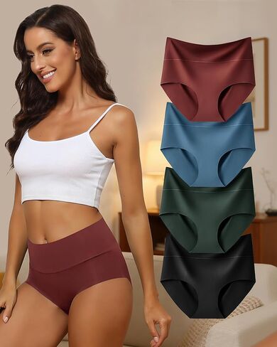 4 Pack Women's High Waist Seamless Underwear Full Coverage Brief No Show Panties Sexy Comfortable Pantie in Saudi Arabia