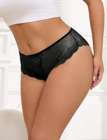 Lace Cheeky Panties Sexy Low Rise Bikini Underwear Cute Panties for Women Plus Size Multipack (with Gift Box) in Saudi Arabia