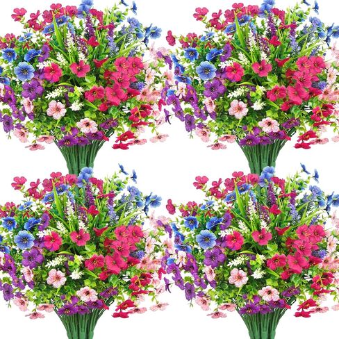 20 Bundles Artificial Flowers for Outdoors Decoration Fake Silk Flowers UV Resistant Faux Plants Artificial Daisy Eucalyptus for Spring Summer Garden Yard Porch Window Home Decor, Mixed in Saudi Arabia