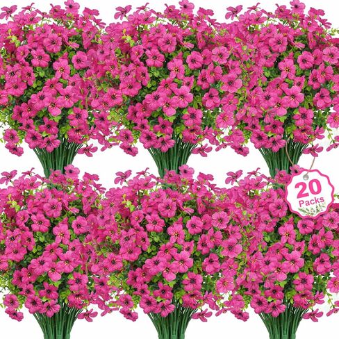 20 Bundles Artificial Flowers for Outdoors Decoration Fake Silk Flowers UV Resistant Faux Plants Artificial Daisy Eucalyptus for Spring Summer Garden Yard Porch Window Home Decor, Mixed in Saudi Arabia