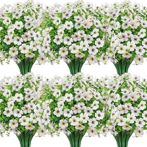 20 Bundles Artificial Flowers for Outdoors Decoration Fake Silk Flowers UV Resistant Faux Plants Artificial Daisy Eucalyptus for Spring Summer Garden Yard Porch Window Home Decor, Mixed in Saudi Arabia