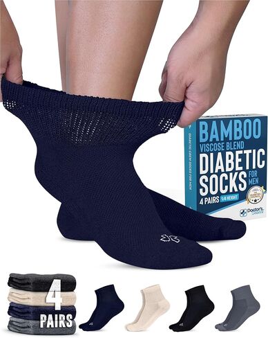 Doctor's Select Diabetic Socks for Men - 4 Pairs Diabetic Ankle Socks for Men | Non Binding Neuropathy Socks in Kuwait