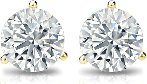 IGI Certified .50ct to 12.00 Carat Round Brilliant Lab-Grown Diamond 3-Prong Stud Earrings in 14k Yellow, White or Rose Gold With Push Back Closure in Saudi Arabia