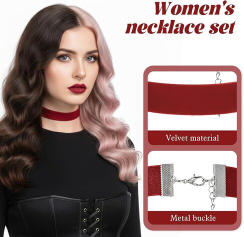 TIESOME 5 Pcs Red Velvet Choker, Red Choker Necklaces for Women Classic Choker Necklace Adjustable Gothic Collar Necklace for Women Dancing Halloween Birthday Party Cosplay in Saudi Arabia