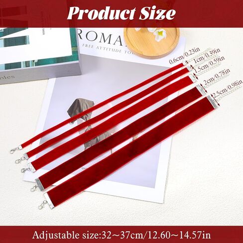 TIESOME 5 Pcs Red Velvet Choker, Red Choker Necklaces for Women Classic Choker Necklace Adjustable Gothic Collar Necklace for Women Dancing Halloween Birthday Party Cosplay in Saudi Arabia