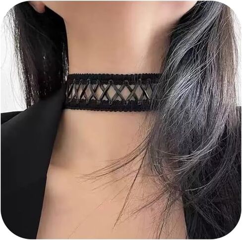 Black Choker Necklaces for Women Classic Black Velvet Choker Lace Choker Adjustable Leather Collar Gothic Punk Necklaces Halloween Cosplay Jewelry Accessories in Saudi Arabia