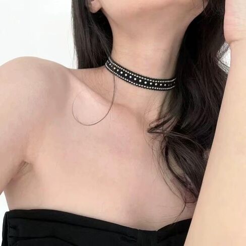 Black Choker Necklaces for Women Classic Black Velvet Choker Lace Choker Adjustable Leather Collar Gothic Punk Necklaces Halloween Cosplay Jewelry Accessories in Saudi Arabia
