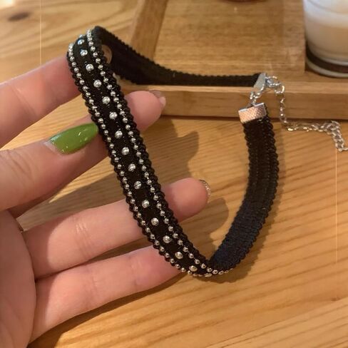 Black Choker Necklaces for Women Classic Black Velvet Choker Lace Choker Adjustable Leather Collar Gothic Punk Necklaces Halloween Cosplay Jewelry Accessories in Saudi Arabia