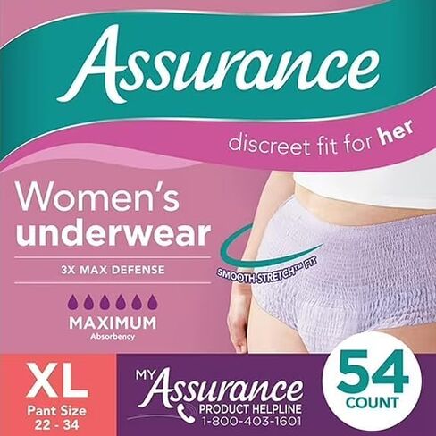 Assurance Women's Incontinence & Postpartum Underwear, XL, Maximum Absorbency (54 Count) with Gift IncrediShop Bookmark in Saudi Arabia