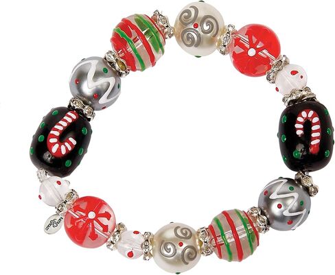 Kate & Macy Candy Cane Lane Holiday Christmas Winter Seasonal Winter Women طلاء الزجاج وخرز الأكريليك وأحجار الراين المطاطية القابلة للتمدد من تصميم Clementine Design. in Saudi Arabia