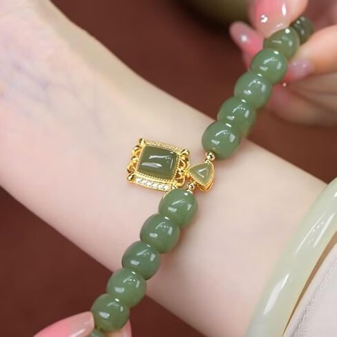 Hetian Jade Such as Japanese Hand String Female Ins Style Niche Design Retro Hetian Jade Pendant Bracelet Valentine's Day Birthday Gift Light Luxury Temperament Hand Decoration in Kuwait