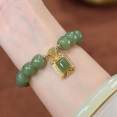 Hetian Jade Such as Japanese Hand String Female Ins Style Niche Design Retro Hetian Jade Pendant Bracelet Valentine's Day Birthday Gift Light Luxury Temperament Hand Decoration in Kuwait