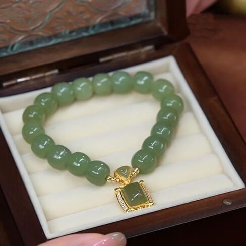 Hetian Jade Such as Japanese Hand String Female Ins Style Niche Design Retro Hetian Jade Pendant Bracelet Valentine's Day Birthday Gift Light Luxury Temperament Hand Decoration in Kuwait