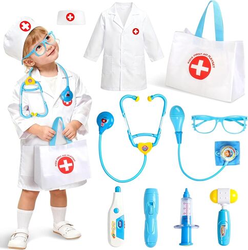 Fajiabao Doctor Kit for Toddlers 3-5, Kids Doctors Play Set with Plush Dog, Toy Stethoscope & Carrying Bag - Pretend Play Girl Toys Educational Role Play Gifts for 2 3 4 5 6 Year Old Girls (Pink) in Saudi Arabia