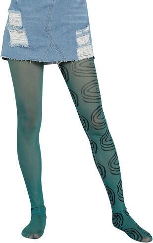 Y2k Printed Tights for Women Vintage Graphic Patterned Stockings Sheer Pantyhose Streetwear in Saudi Arabia