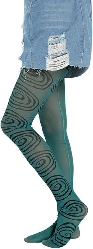 Y2k Printed Tights for Women Vintage Graphic Patterned Stockings Sheer Pantyhose Streetwear in Saudi Arabia