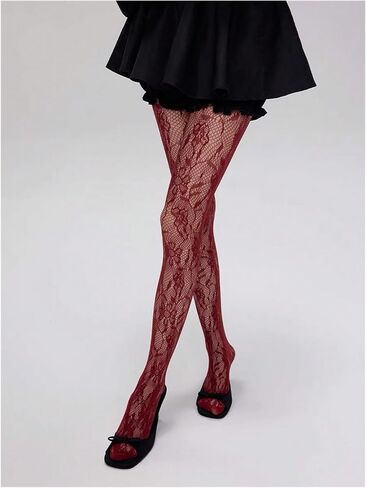 Milumia Women's Floral Lace Fishnet Tights Sexy Vintage Patterned Sheer Stockings Pantyhose in Saudi Arabia
