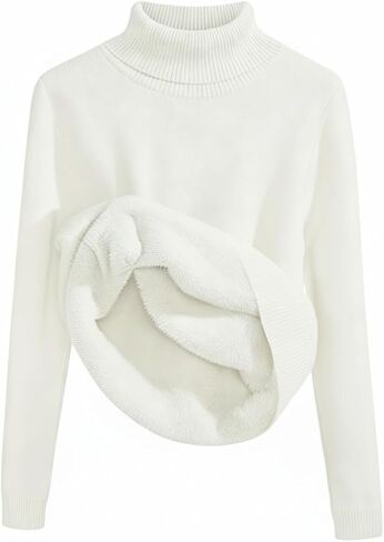 SKAYS Women's Turtleneck Sweater Winter Thermal Soft Fleece Sherpa Lined Pullover Sweaters Thick Knitted Bottoming in Saudi Arabia