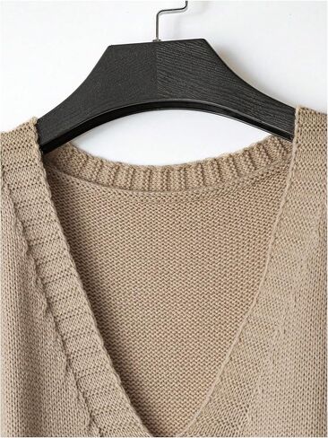 MakeMeChic Women's V Neck Sweater Vest Sleeveless Loose Fit Pullover Knit Tops with Pocket in Saudi Arabia