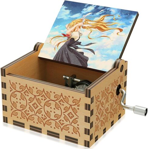 Poetry of the Bird Wooden Music Box,Mini Vintage Hand Crank Wood Engraved Musical Boxes,Bird's Song Music Boxes Gift for Anime Fans Birthday Christmas Anniversary Valentine's Day Mothers Day (Blue) in Saudi Arabia
