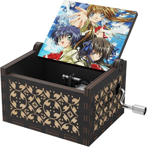 صندوق موسيقى خشبي لشعر الطائر، صناديق موسيقية صغيرة منقوشة يدويًا من الخشب، صناديق موسيقى لأغنية الطيور هدية لمحبي الرسوم المتحركة وأعياد الميلاد والذكرى السنوية لعيد الحب وعيد الأم (أزرق) in Kuwait