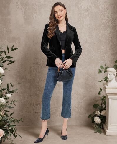 Women's Halloween Velvet Suit Blazer Jacket Casual 2025 Long Sleeve 1 Button Velvet Blazer Coat in Saudi Arabia