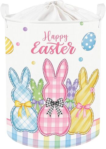 Clastyle Easter Rabbit Cross Kid Storage Basket Baby Laundry Hamper Boy Girl Gift Toy Box Collapsible Egg Clothes Organizer Nursery Bin for Bedroom, Brown, 40 * 30 * 30 cm in Kuwait