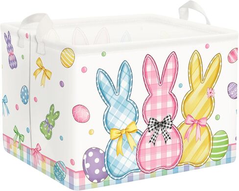 Clastyle Easter Rabbit Cross Kid Storage Basket Baby Laundry Hamper Boy Girl Gift Toy Box Collapsible Egg Clothes Organizer Nursery Bin for Bedroom, Brown, 40 * 30 * 30 cm in Saudi Arabia