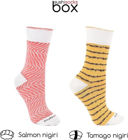Rainbow Socks - Men's Women's - Sushi Socks Box Salmon Tamago - 2 Pairs in Saudi Arabia