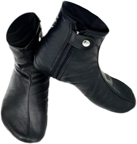 Black leather socks for men women, Unisex Water-Resistant, zipper Muslim Socks Khuffian, Hajj & Umrah in Saudi Arabia