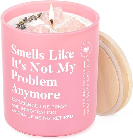 Retirement Gift for Woman, Men- 10oz Lavender Scented Soy Wax Candle- Funny 2026 Retired Gifts for Women, Men, Coworker, Friend, Teacher, Funny Retirement Candle Decoration with Crystal in Saudi Arabia