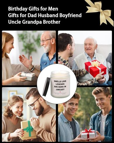 Birthday Gifts for Men, January Candle for Lengends are Born in January 30th 40th 50th 60th Birthday Gifts for Men Dad Uncle Husband from Wife Daughter Niece Nephew, 7OZ Scented Candle for Him in Saudi Arabia