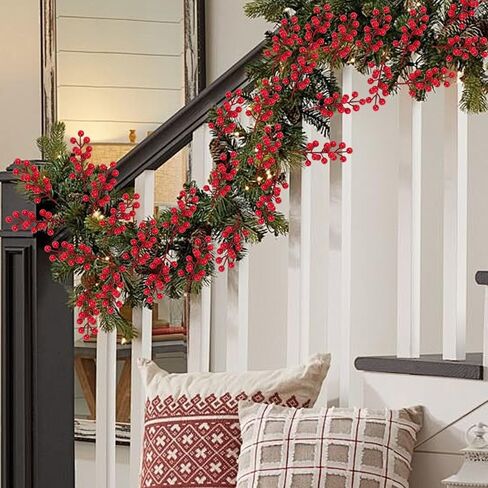 5Pcs Christmas Tree Decorations, Artificial Red Berry Stems, Red Berries Christmas Decor Crafts Wedding Holiday Season Winter Home Decor (8 Fruits, 21x5cm) in Saudi Arabia
