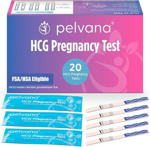 Pelvana Pregnancy Test Strip Value Pack 40 HCG Pregnancy Test Strips for Early Detection up to 6 Days Sooner - Easy to Understand for at Home Use - Ideal for Women Trying to Get Pregnant Naturally in Kuwait