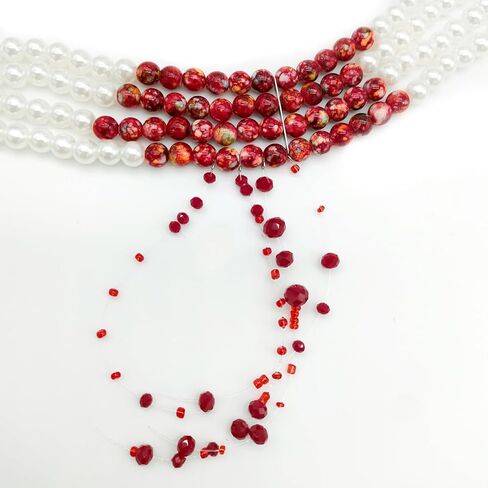 Halloween Blood Pearl Necklace Women Imitation Scary Bleeding Vampire Necklace Tassel Dripping Bloody Adjustable Choker Multilayered Gothic Vampire Party Cosplay Costume Accessories in Saudi Arabia