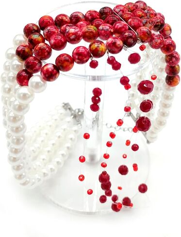 Halloween Blood Pearl Necklace Women Imitation Scary Bleeding Vampire Necklace Tassel Dripping Bloody Adjustable Choker Multilayered Gothic Vampire Party Cosplay Costume Accessories in Saudi Arabia
