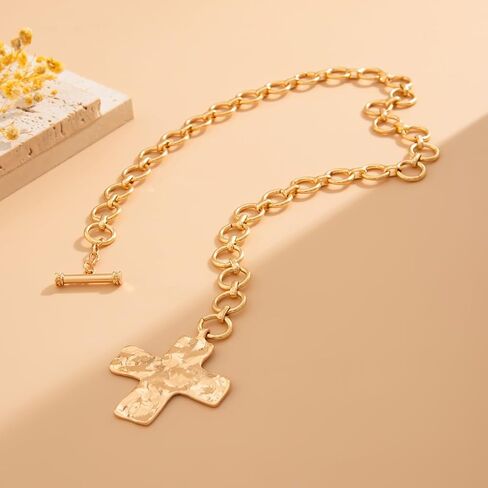 Chunky Gold Cross Necklace Women Large Pendant Choker Trendy Christian Jewelry in Saudi Arabia