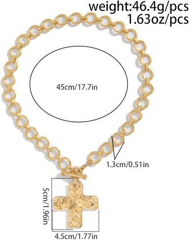 Chunky Gold Cross Necklace Women Large Pendant Choker Trendy Christian Jewelry in Saudi Arabia