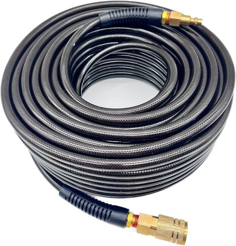 خرطوم هواء البولي يوريثان (PU) 3/8 بوصة في 100 قدم خفيفة الوزن ، مقاومة kink ، جميع الأحوال الجوية مع تركيبات الذكور 3/8 بوصة ، والقيود الأسود المنحني ، والأزرق الشفاف (100 قدم) in Kuwait